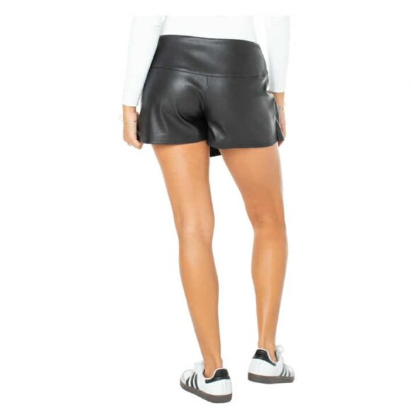 Celebrity Pink Women's Black Faux Leather Pleated Skort NEW - Picture 3 of 5